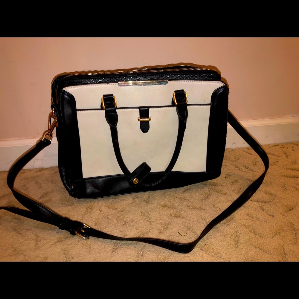 Black and White Cross body Madison West Purse